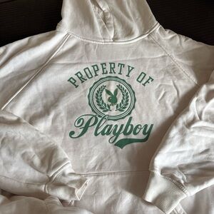 White Hoodie with Green Playboy Logo